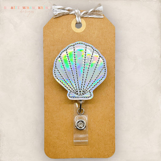 Holographic Seashell Badge Topper