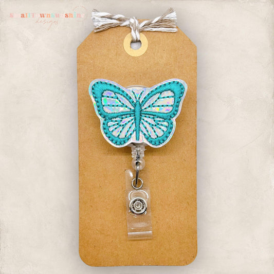 Teal Butterfly Badge Topper