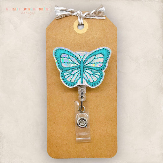 Teal Butterfly Badge Topper