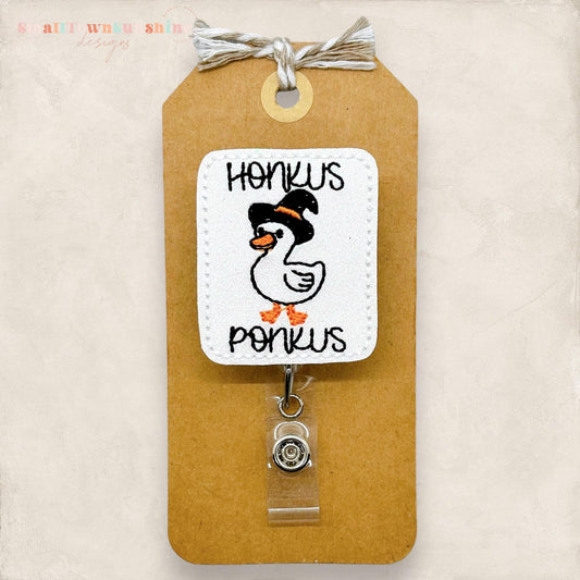 silly halloween goose badge reel