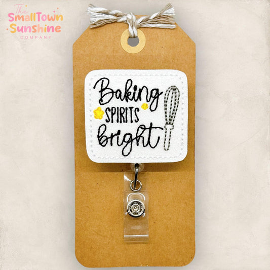 embroidered baking spirits bright with a whisk badge reel topper