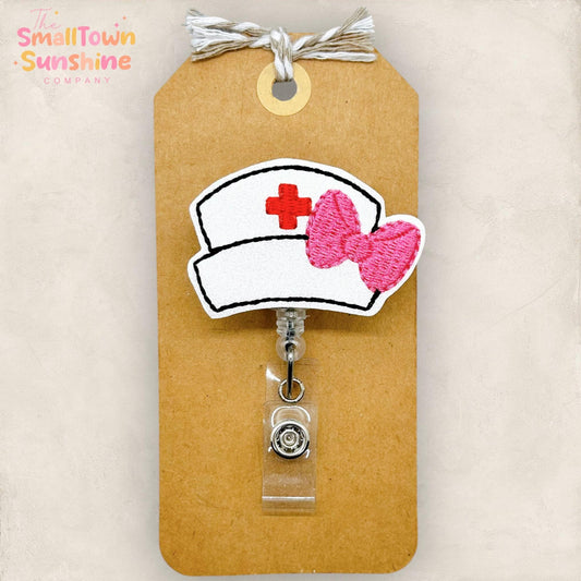 Nurse Hat with Bow Badge Topper