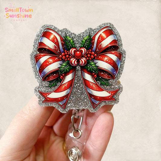 Festive Christmas Bow Badge Topper
