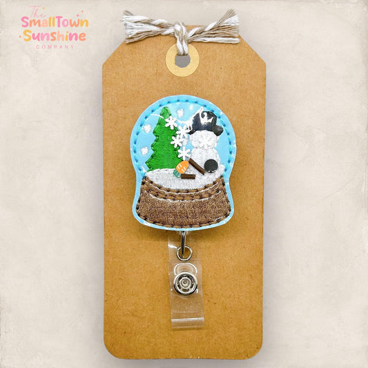 Melting Snowman Snow Globe Shaker Badge Topper