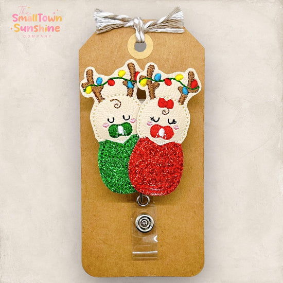 Reindeer Swaddled Babies Badge Topper