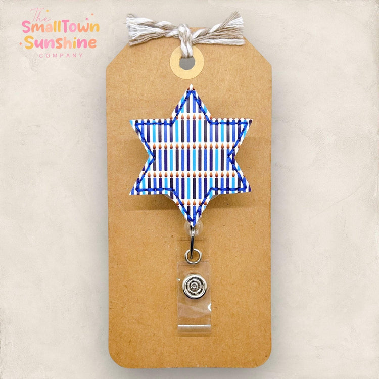 Menorah Candles Star Badge Topper