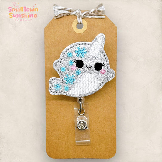 Snowflake Narwhal Badge Topper