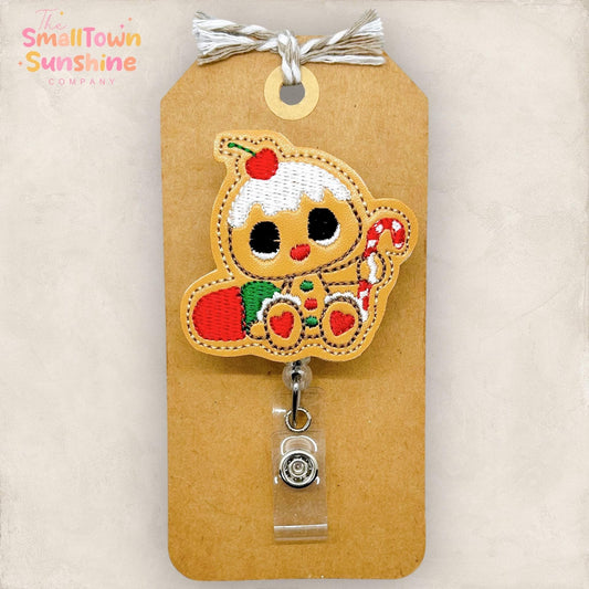 cute baby gingerbread cookie with red and green candy