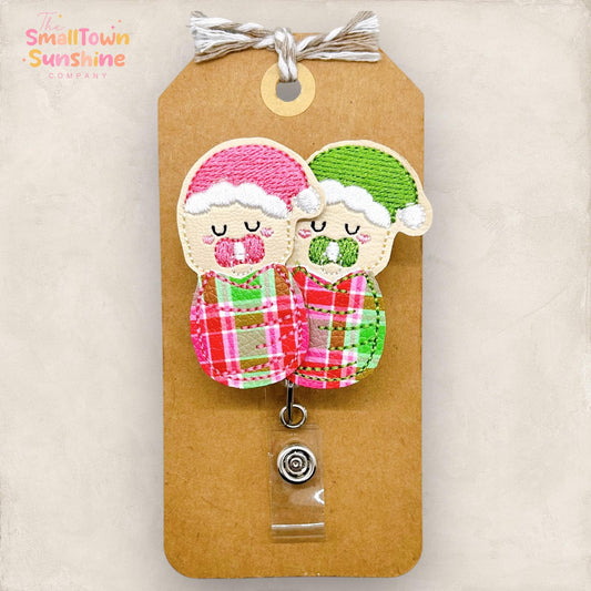 Plaid Christmas Babies Badge Topper