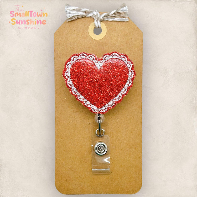 Lace Heart Badge Topper