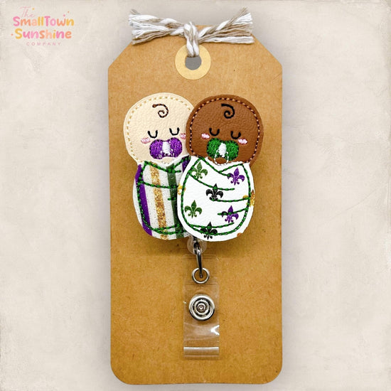 Mardi Gras Swaddled Babies Badge Topper