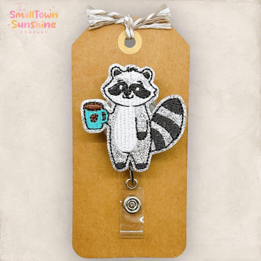 Raccoon with Coffee Badge Topper