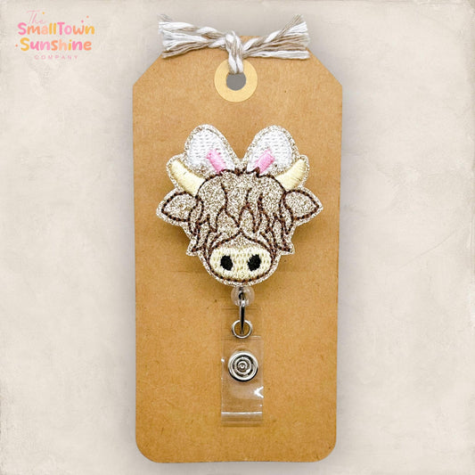 Highland Cow Bunny Badge Topper