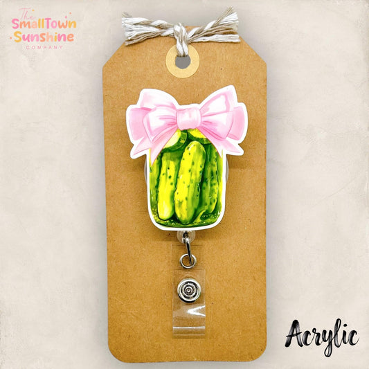 Pink Bow Pickle Jar Badge Topper