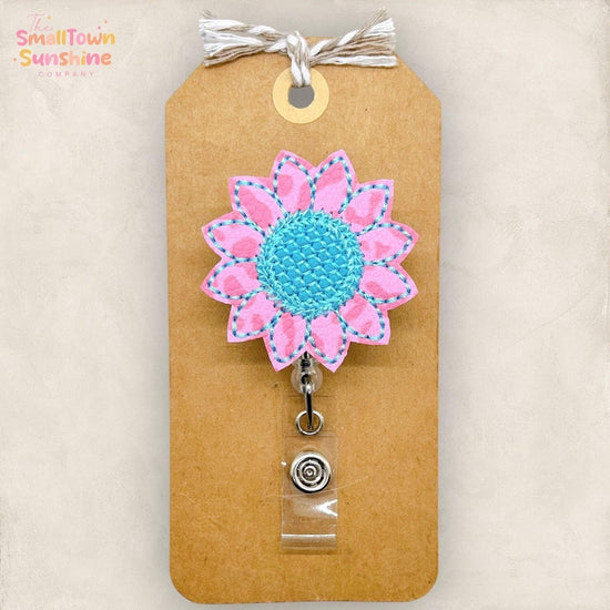Pink & Blue Flower Badge Topper