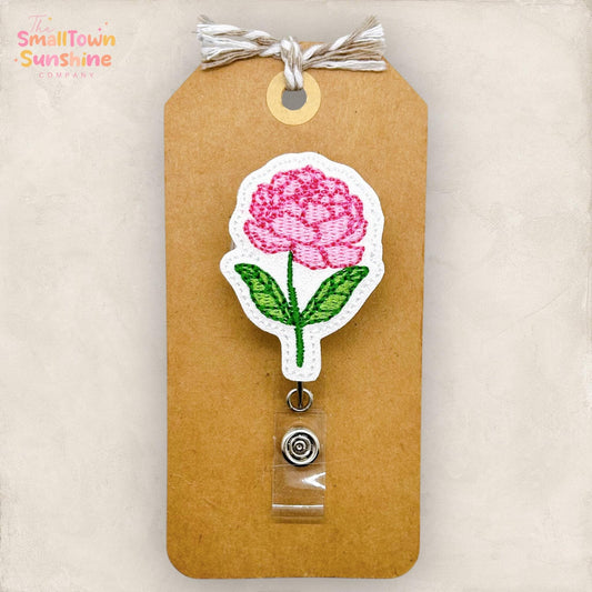 Peony with Stem Badge Topper