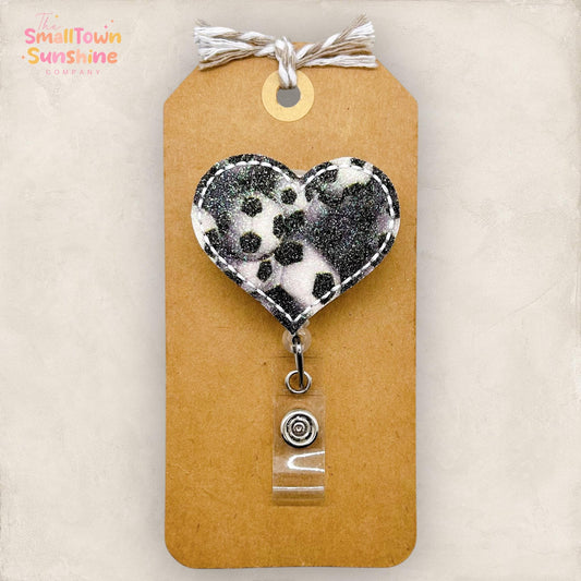 Glitter Soccer Heart Badge Topper