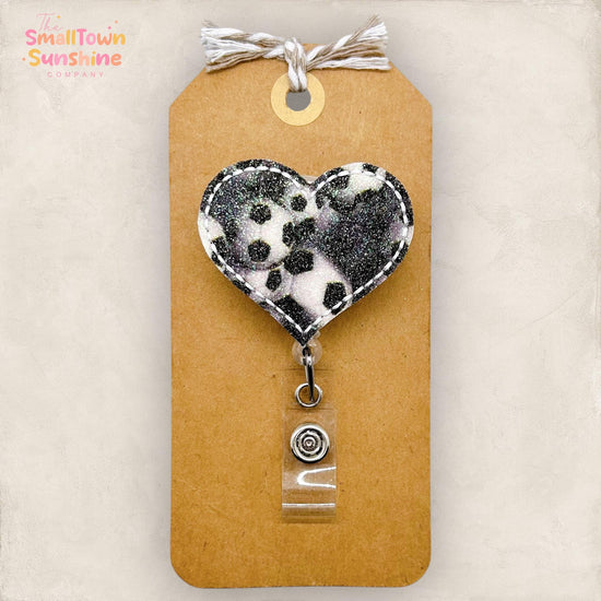 Glitter Soccer Heart Badge Topper