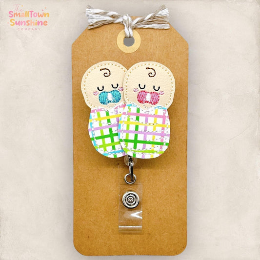 Spring Plaid Newborn Babies Badge Topper