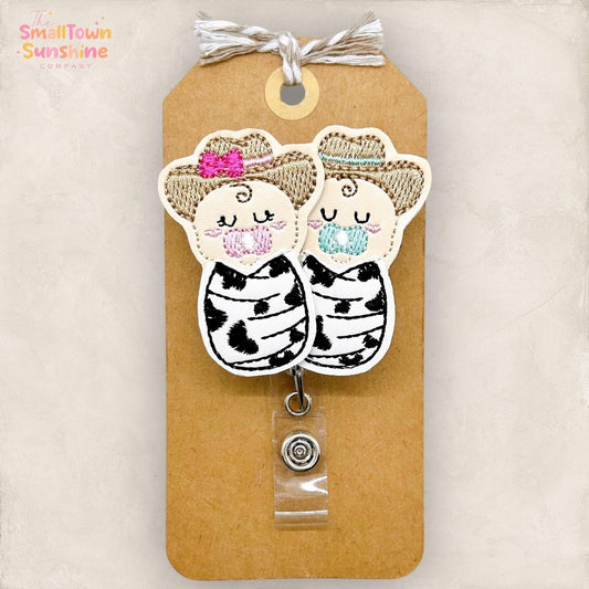 Western Cowboy Swaddled Babies Badge Topper
