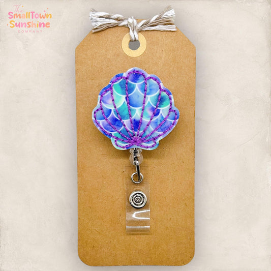 Mermaid Purple Seashell Badge Topper