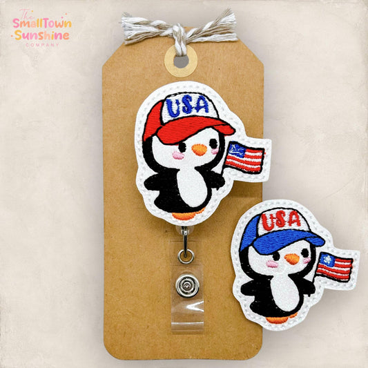 Patriotic Penguin Badge Topper