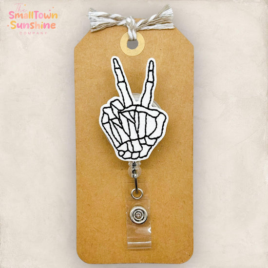 Skeleton Peace Sign Badge Topper