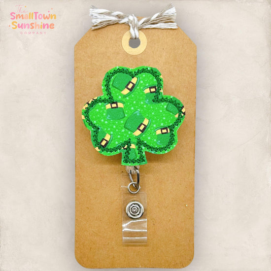 Leprechaun Hat Clover Badge Topper