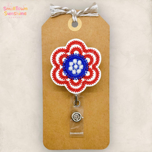 Patriotic Flower Badge Topper