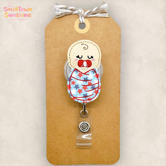 Patriotic Swaddled Baby Badge Topper