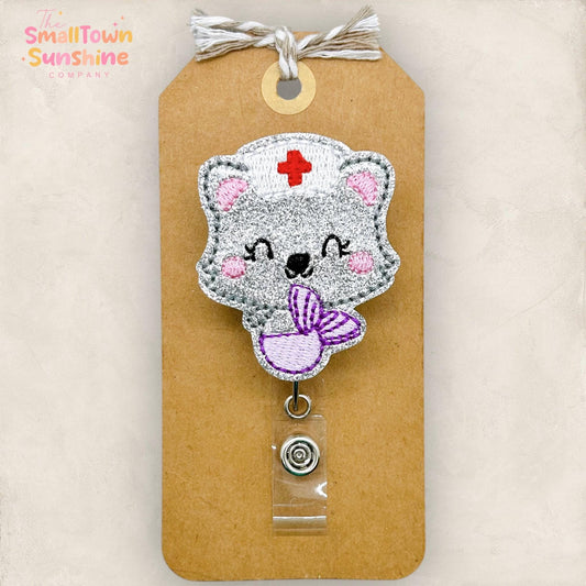 Nurse Mermaid Cat Badge Topper