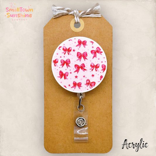 Pink Coquette Bow Badge Topper