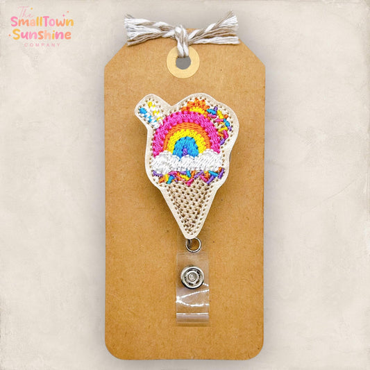 Sunny Rainbow Ice Cream Badge Topper