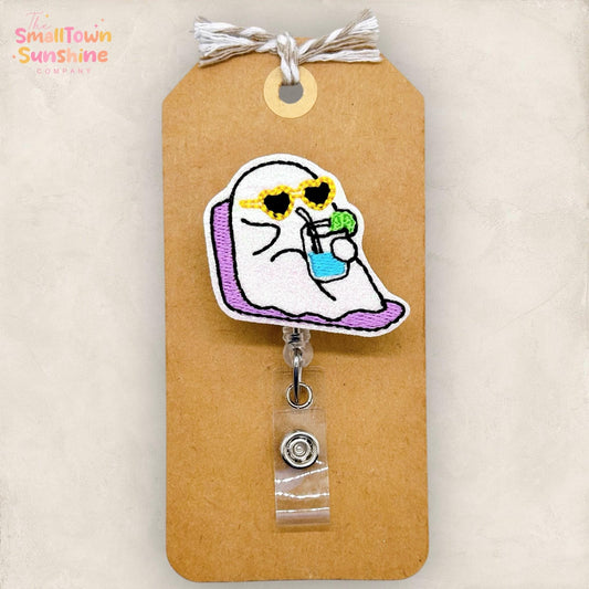 Pool Lounging Ghost Badge Topper