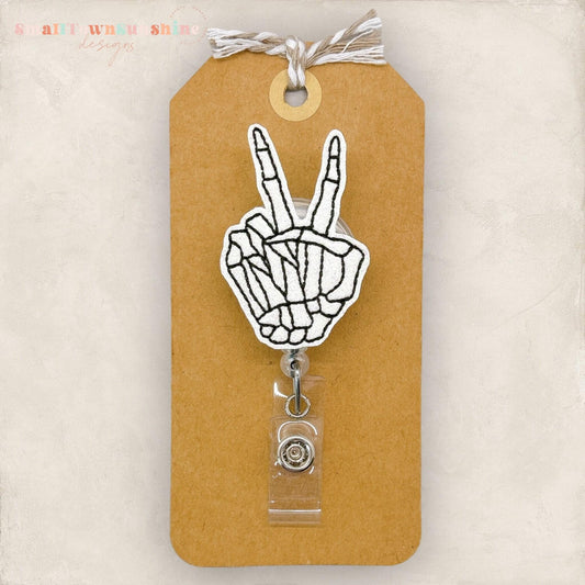 Skeleton Peace Sign Badge Topper