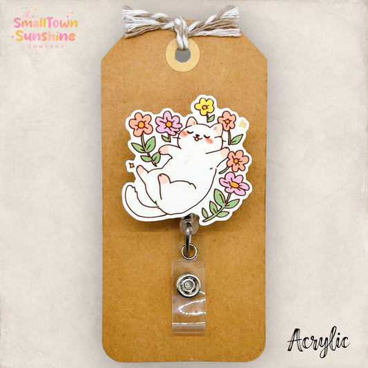 Cat in Flowers Badge Topper