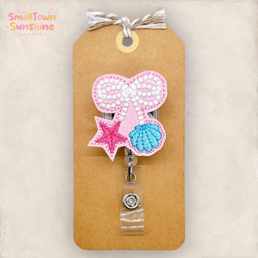 Coquette Pearl Bow Badge Topper