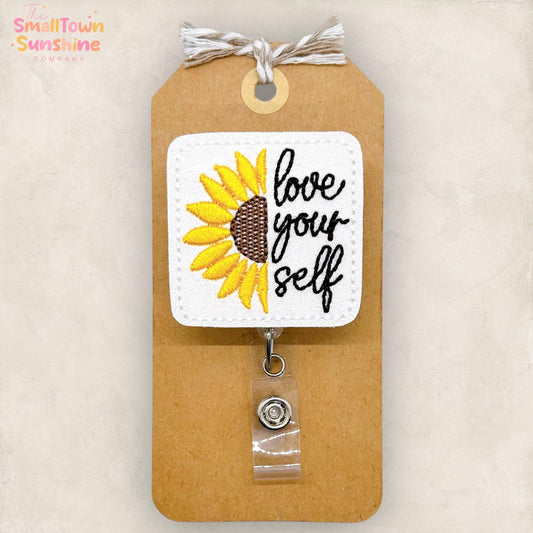 Love Yourself Sunflower Badge Topper