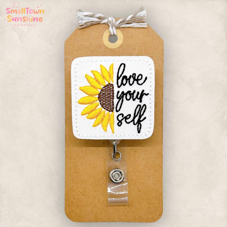 Love Yourself Sunflower Badge Topper