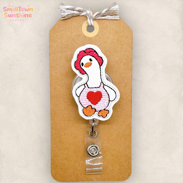Love Goose Badge Reel, Valentine Porch Goose Badge Reel, Nurse Badge Clip, Teacher Lanyard, Coworker Gift, Name Tag, Retractable ID Holder