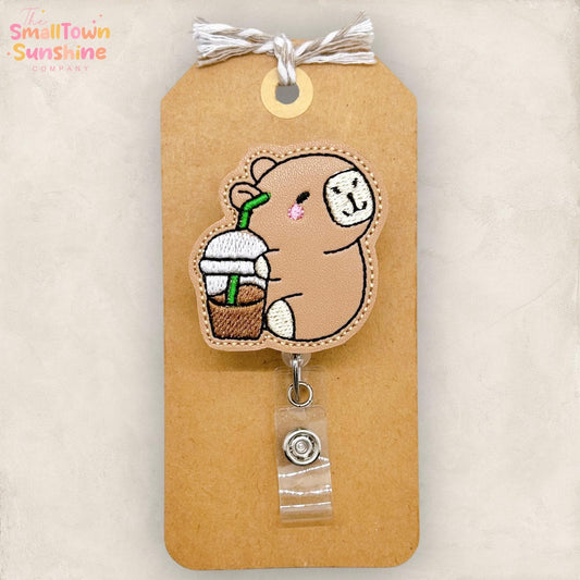 Capybara with Coffee Badge Topper