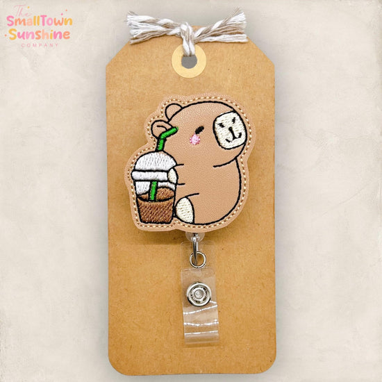 Capybara with Coffee Badge Topper