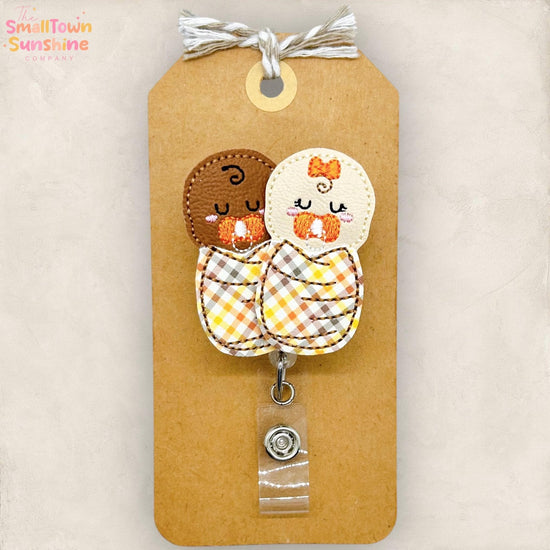 Fall Plaid Swaddled Babies Badge Reel, L&D Nurse Badge Clip, Diverse Baby Lanyard, NICU Name Tag, Coworker Gift, Retractable ID Holder