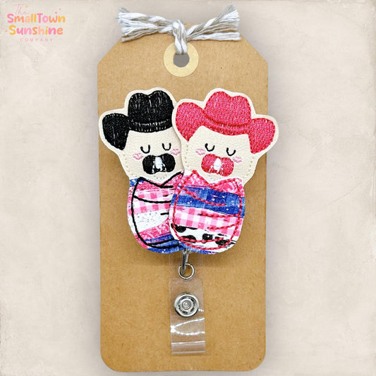Western Swaddled Babies Badge Reel, Cowboy Baby Lanyard, L&D Nurse Name Tag, NICU Nurse Badge Clip, Coworker Gift, Retractable ID Holder