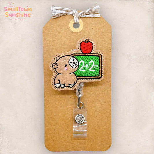 Math Capybara Badge Reel, Cute Animal Badge Reel, Nurse Badge Clip, Teacher Lanyard, Coworker Gift, Name Tag, Retractable ID Holder