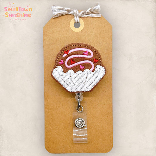 Chocolate Candy Badge Reel, Sweet Tooth Badge Reel, Valentine Name Tag, Nurse Badge Clip, Retractable ID Holder, Coworker Gift | GLITTER