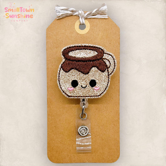 Mexican Jarrito Badge Reel, Little Jug Badge, Nurse Badge Clip, Teacher Lanyard, Coworker Gift, Name Tag, Retractable ID Holder | GLITTER