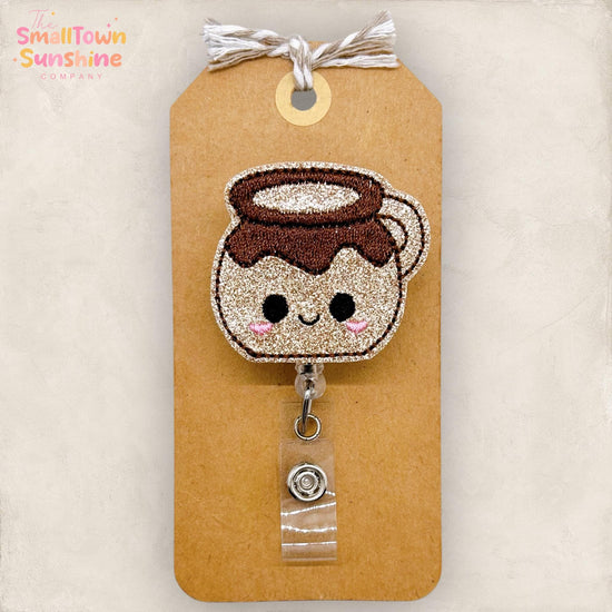 Mexican Jarrito Badge Reel, Little Jug Badge, Nurse Badge Clip, Teacher Lanyard, Coworker Gift, Name Tag, Retractable ID Holder | GLITTER