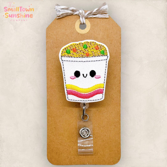 Noodle Cup Badge Reel, Ramen Badge Reel, Soup Name Tag, Nurse Badge Clip, Teacher Lanyard, Coworker Gift, Retractable ID Holder | GLITTER