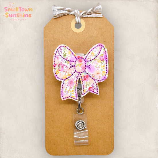 Pastel Floral Bow Badge Reel, Coquette Bow Badge Reel, Nurse Badge Clip, Teacher Lanyard, Coworker Gift, Badge Buddy, Retractable ID Holder